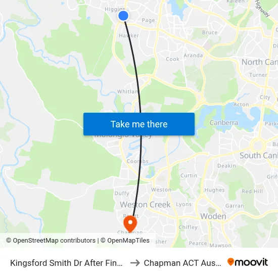 Kingsford Smith Dr After Findlay St to Chapman ACT Australia map