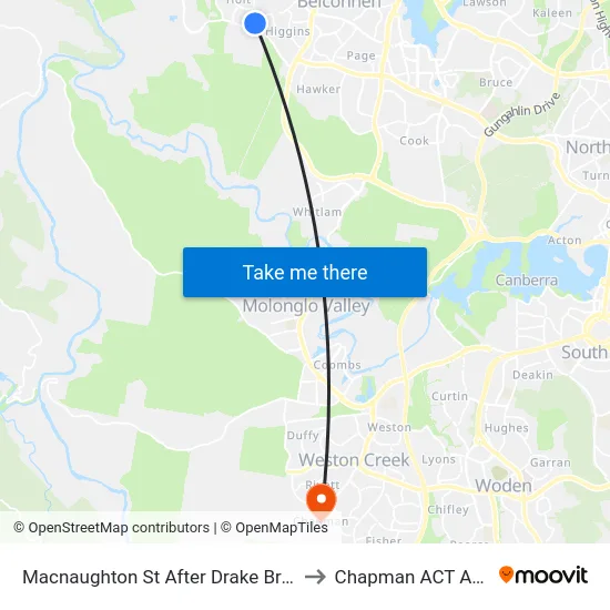 Macnaughton St After Drake Brockman Dr to Chapman ACT Australia map