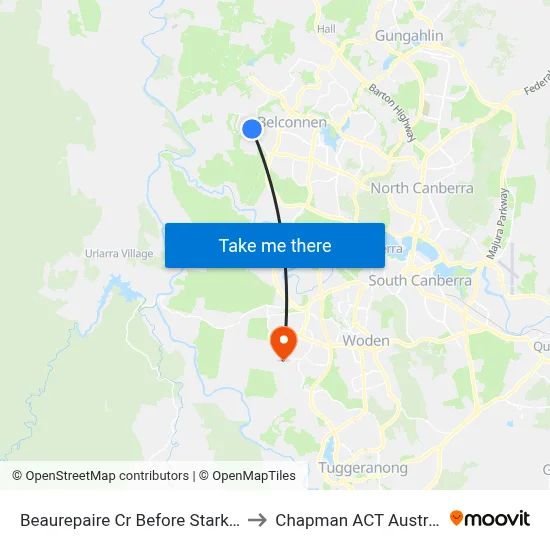 Beaurepaire Cr Before Starke St to Chapman ACT Australia map