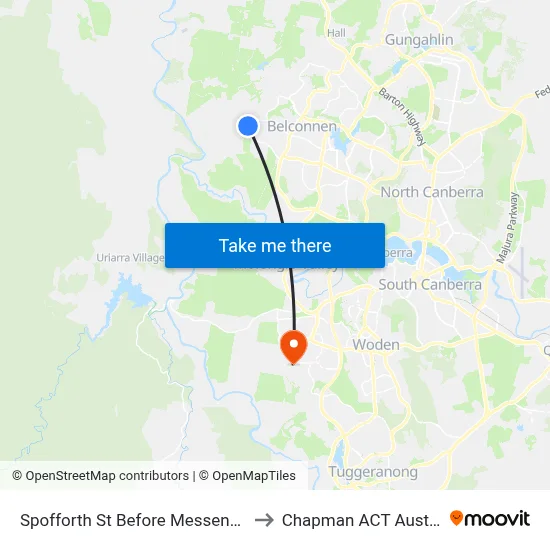 Spofforth St Before Messenger St to Chapman ACT Australia map