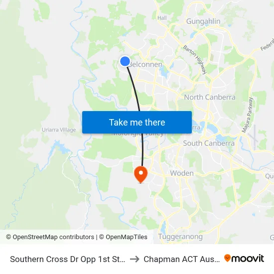 Southern Cross Dr Opp 1st Starke St to Chapman ACT Australia map