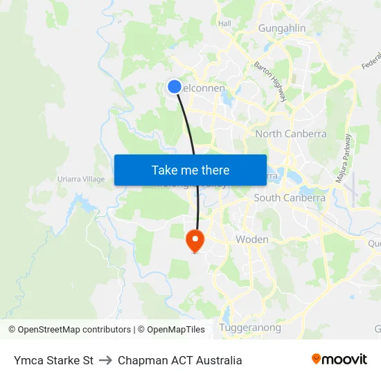 Ymca Starke St to Chapman ACT Australia map