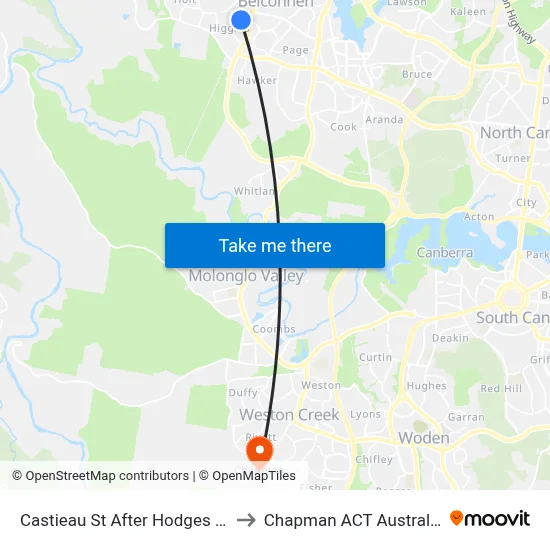 Castieau St After Hodges St to Chapman ACT Australia map