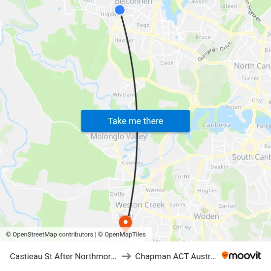 Castieau St After Northmore Cr to Chapman ACT Australia map