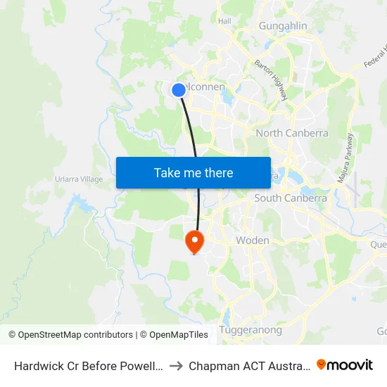 Hardwick Cr Before Powell St to Chapman ACT Australia map