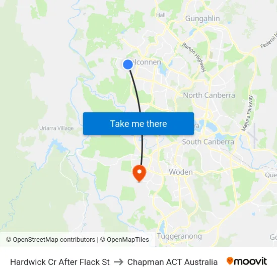 Hardwick Cr After Flack St to Chapman ACT Australia map