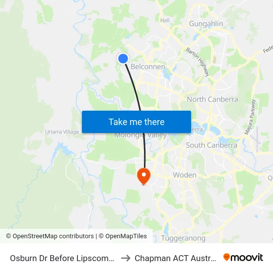 Osburn Dr Before Lipscomb Pl to Chapman ACT Australia map