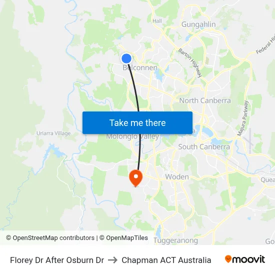 Florey Dr After Osburn Dr to Chapman ACT Australia map