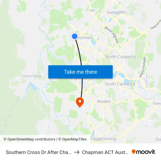 Southern Cross Dr After Chave St to Chapman ACT Australia map