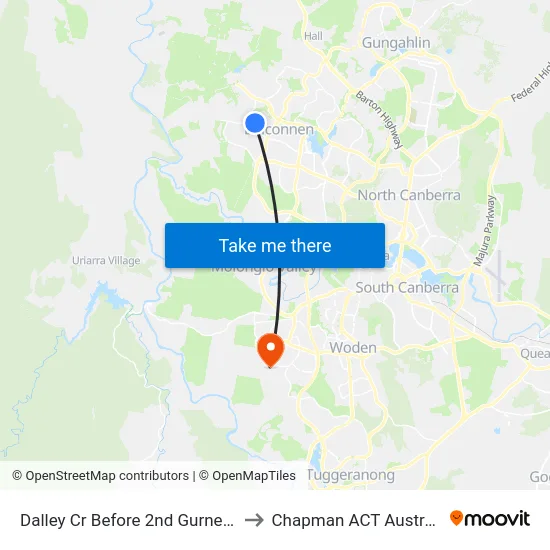Dalley Cr Before 2nd Gurner St to Chapman ACT Australia map