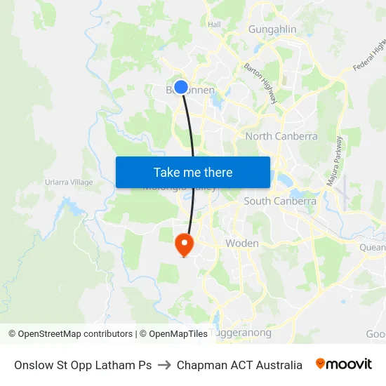 Onslow St Opp Latham Ps to Chapman ACT Australia map