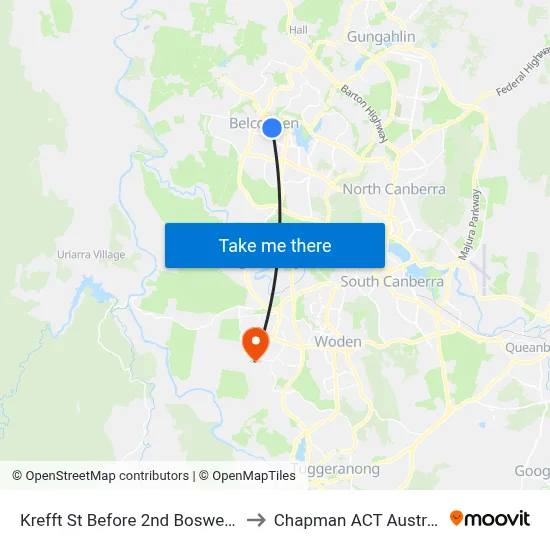 Krefft St Before 2nd Boswell Cr to Chapman ACT Australia map