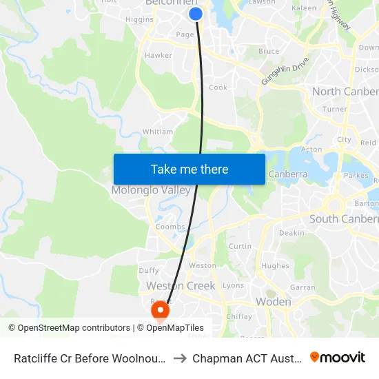 Ratcliffe Cr Before Woolnough St to Chapman ACT Australia map