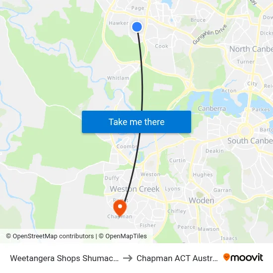 Weetangera Shops Shumack St to Chapman ACT Australia map