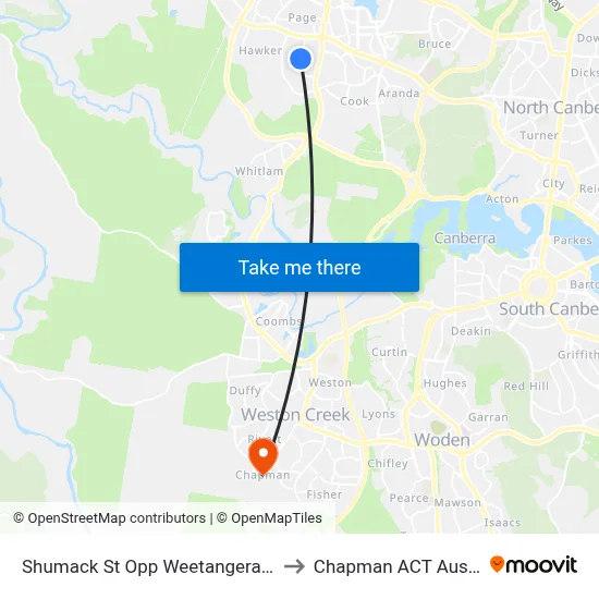 Shumack St Opp Weetangera Shops to Chapman ACT Australia map