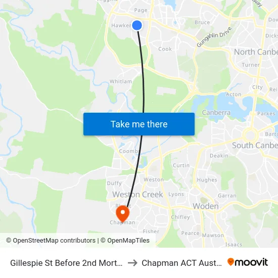 Gillespie St Before 2nd Morton St to Chapman ACT Australia map