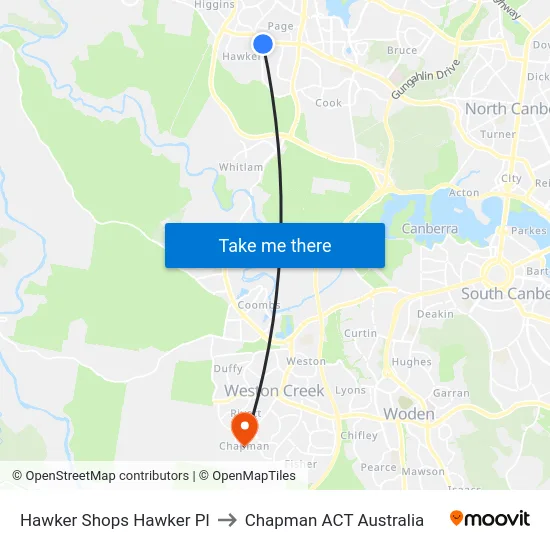 Hawker Shops Hawker Pl to Chapman ACT Australia map