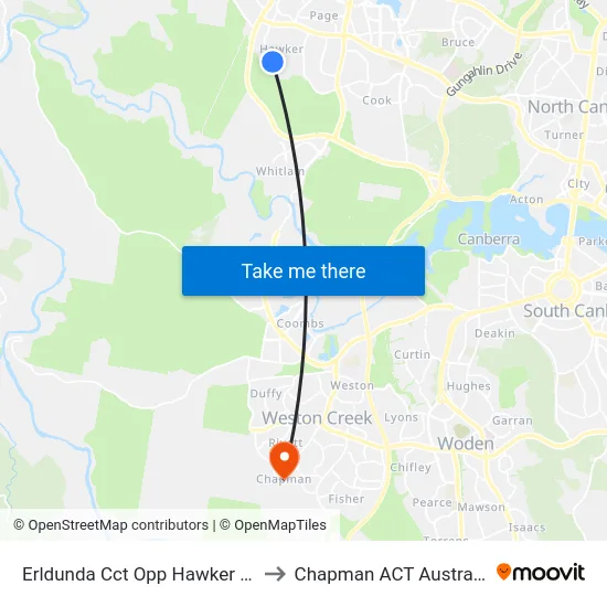 Erldunda Cct Opp Hawker Ps to Chapman ACT Australia map
