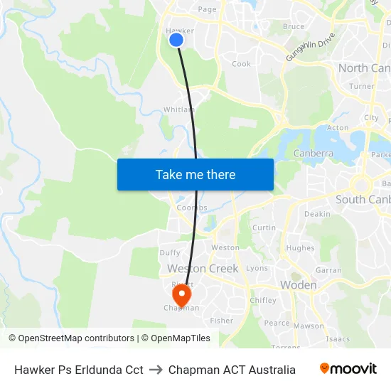 Hawker Ps Erldunda Cct to Chapman ACT Australia map