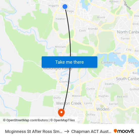 Mcginness St After Ross Smith Cr to Chapman ACT Australia map