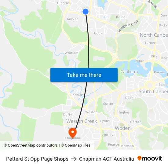 Petterd St Opp Page Shops to Chapman ACT Australia map