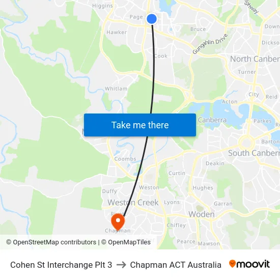 Cohen St Interchange Plt 3 to Chapman ACT Australia map