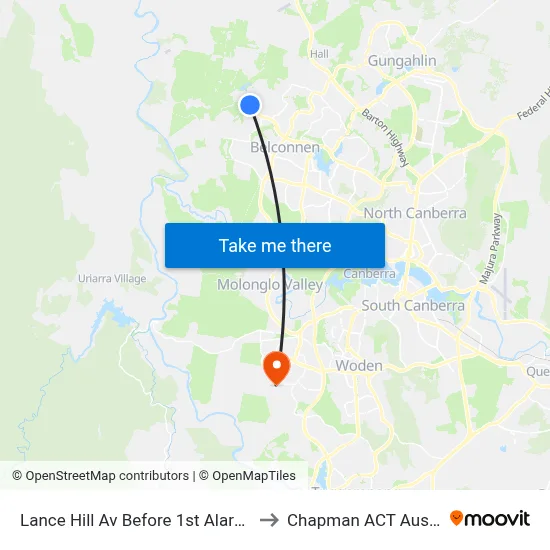 Lance Hill Av Before 1st Alarmon Cr to Chapman ACT Australia map