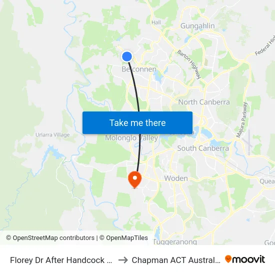 Florey Dr After Handcock Cr to Chapman ACT Australia map