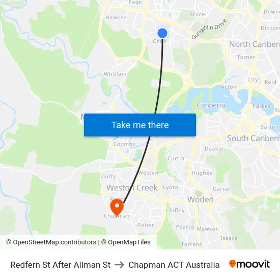 Redfern St After Allman St to Chapman ACT Australia map