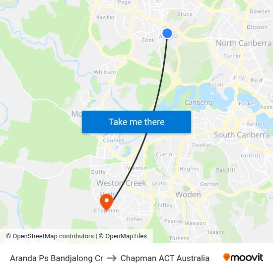 Aranda Ps Bandjalong Cr to Chapman ACT Australia map