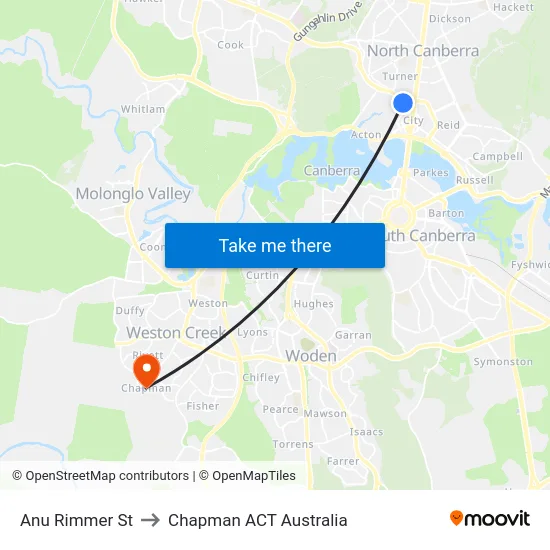 Anu Rimmer St to Chapman ACT Australia map
