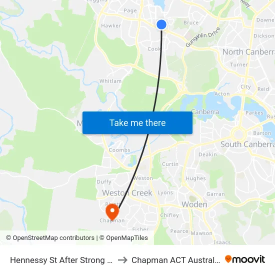 Hennessy St After Strong Pl to Chapman ACT Australia map