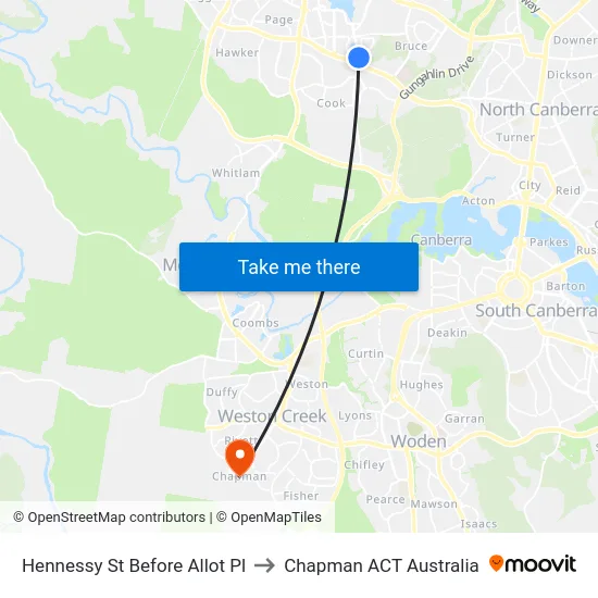 Hennessy St Before Allot Pl to Chapman ACT Australia map