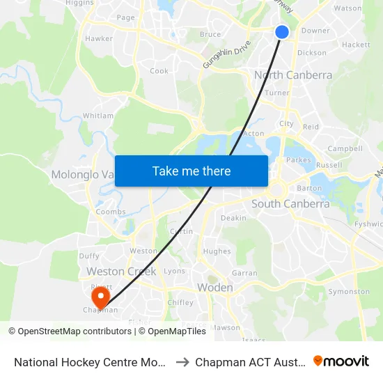National Hockey Centre Mouat St to Chapman ACT Australia map