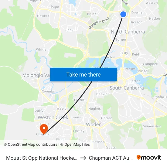 Mouat St Opp National Hockey Centre to Chapman ACT Australia map