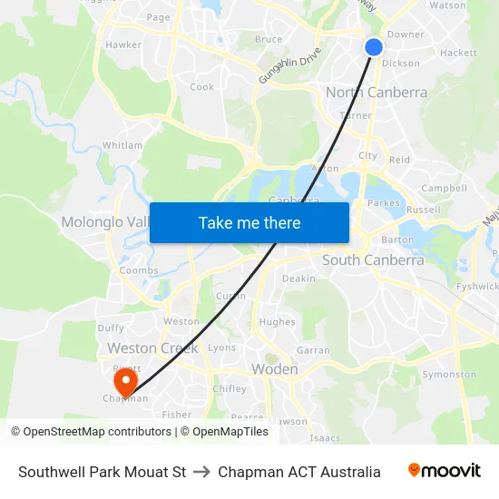 Southwell Park Mouat St to Chapman ACT Australia map