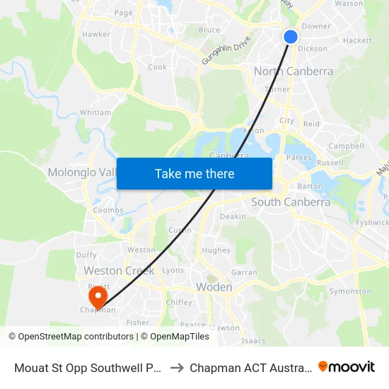 Mouat St Opp Southwell Park to Chapman ACT Australia map