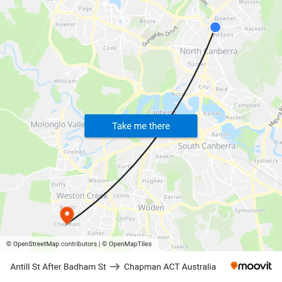Antill St After Badham St to Chapman ACT Australia map