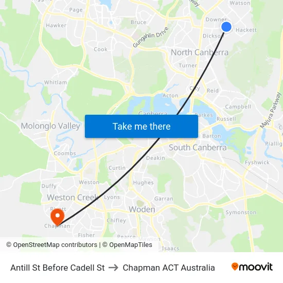 Antill St Before Cadell St to Chapman ACT Australia map