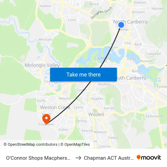 O'Connor Shops Macpherson St to Chapman ACT Australia map