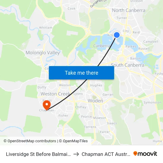 Liversidge St Before Balmain Cr to Chapman ACT Australia map
