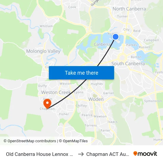 Old Canberra House Lennox Crossing to Chapman ACT Australia map