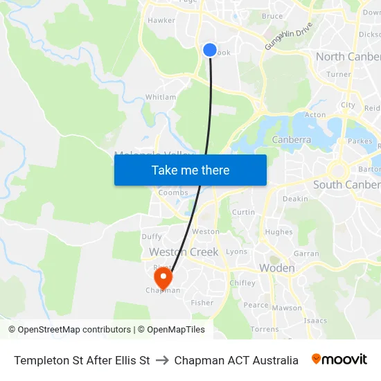Templeton St After Ellis St to Chapman ACT Australia map