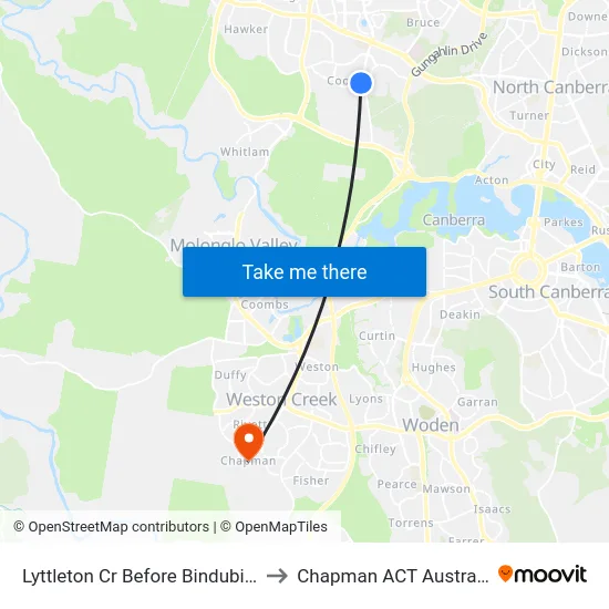 Lyttleton Cr Before Bindubi St to Chapman ACT Australia map