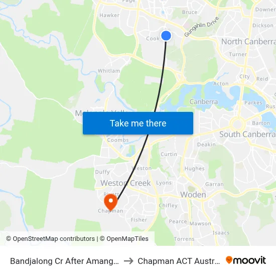 Bandjalong Cr After Amangu St to Chapman ACT Australia map
