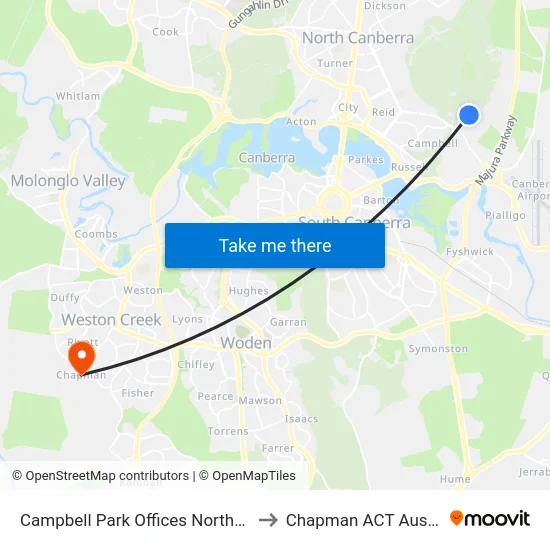 Campbell Park Offices Northcott Dr to Chapman ACT Australia map