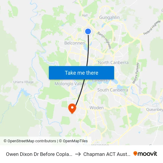 Owen Dixon Dr Before Copland Dr to Chapman ACT Australia map
