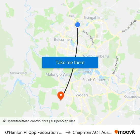 O'Hanlon Pl Opp Federation Square to Chapman ACT Australia map