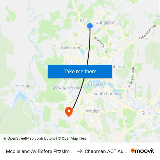 Mcclelland Av Before Fitzsimmons St to Chapman ACT Australia map