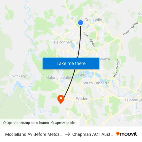 Mcclelland Av Before Metcalfe St to Chapman ACT Australia map